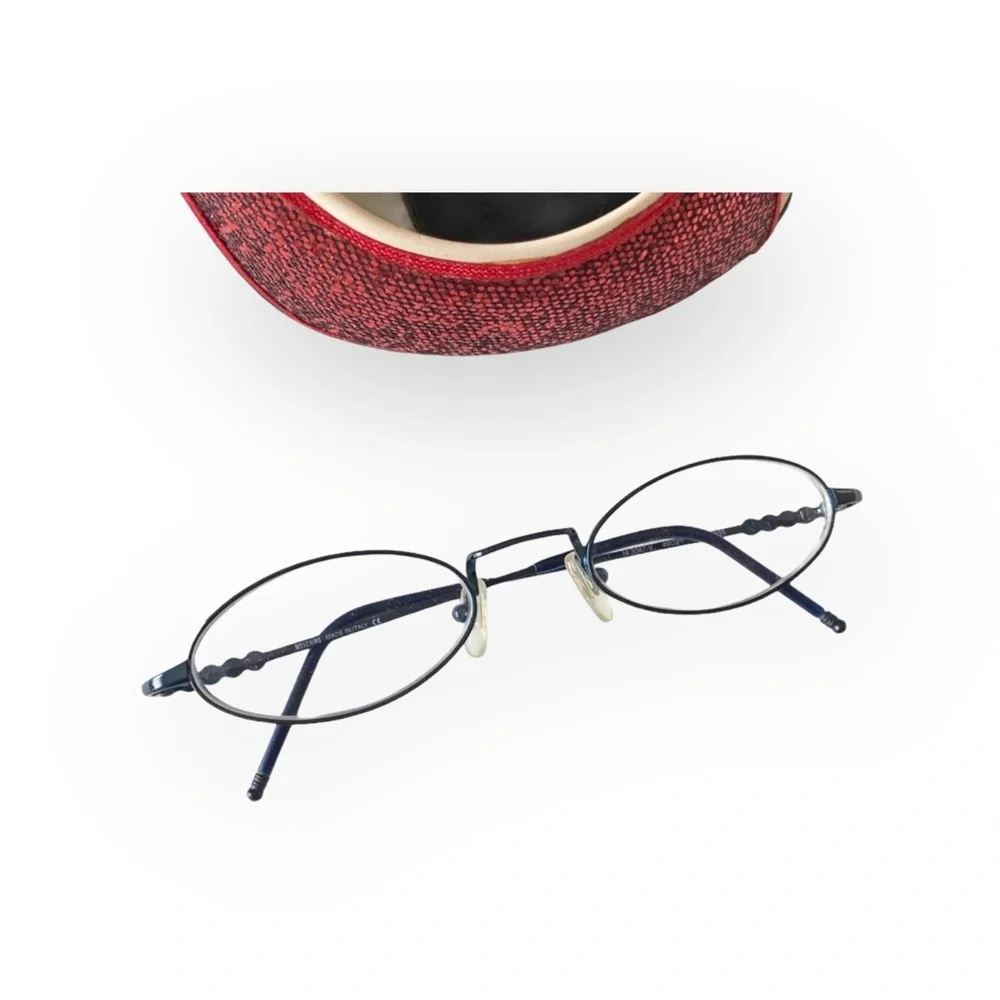 new Moschino ☻ Metal Emojis Eyeglass Frames ☻ Peace Love Yin Yang Smiley ☻︎ Navy